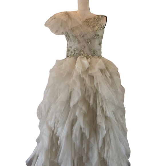 MISCHKA AOKI SOFT GREEN CUSTOM GOWN - Picture 1 of 6